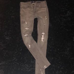 Hollister skinny black ripped jeans